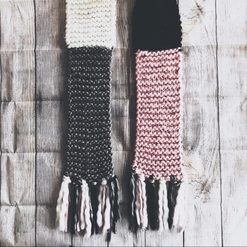 Pink Gray Black White Color Block Sequin Scarf